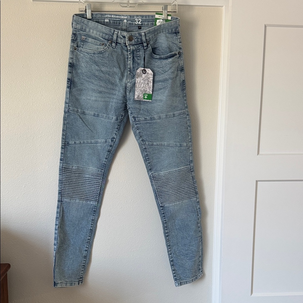 LRG Light Blue Skinny Jeans for women ruched detail. NWT